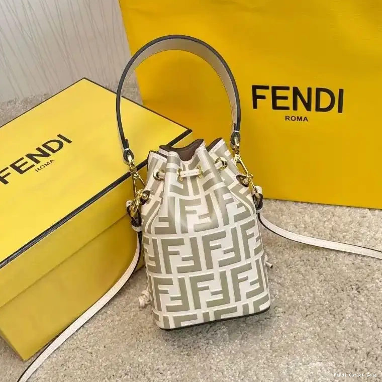 Cheap Mini Calf Bag Bucket Tresor Mon FF In Fendi White Leather Motif 0425